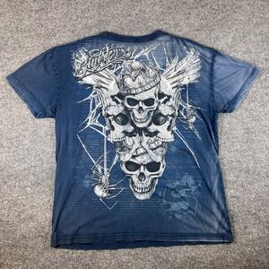 VTG Sinister Shirt Mens 2XL Skull Spider Webs Affliction Y2K Grunge UFC MMA